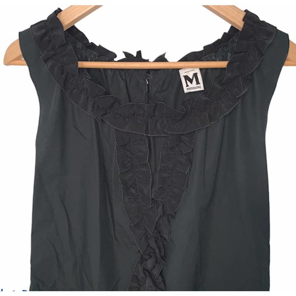 MISSONI A Line Ruffled Black Mini Dress - Picture 2 of 6